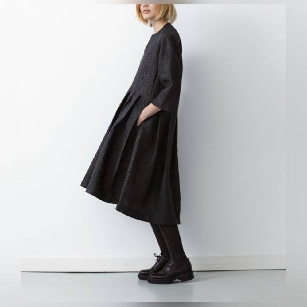 Studio Nicholson Effie Midnight-Blue Jacquard Dress